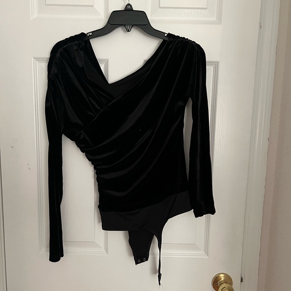 Express Black Formal Suede Bodysuit - Picture 3 of 3